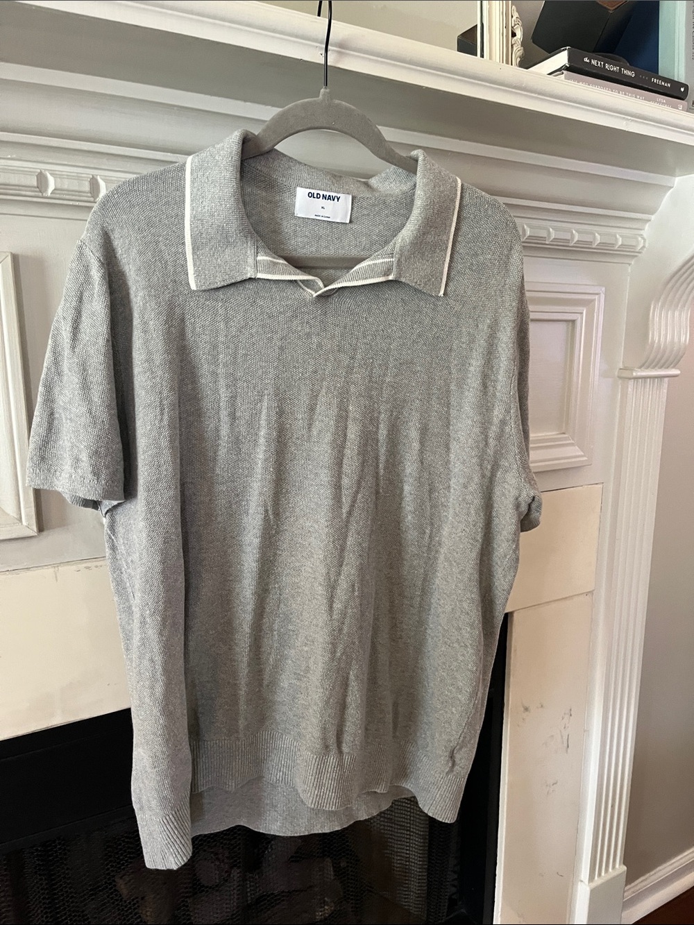Old Navy Light Gray Short Sleeve Polo with Contrast Trim